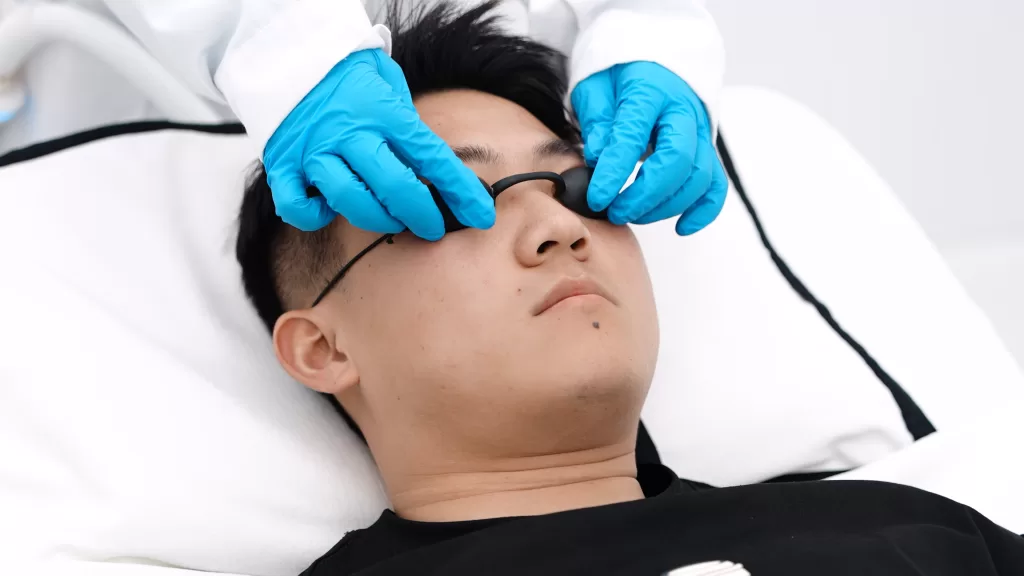 wear protective eyewear to protect the eyes from laser exposure