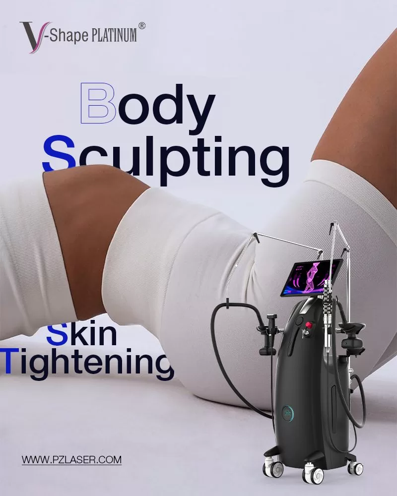 he PZLASER V-Shape Platinum® is an all-in-one professional body sculpting solution that integrates RF, vacuum suction, and mechanical massage rollers into a powerful yet gentle platform.